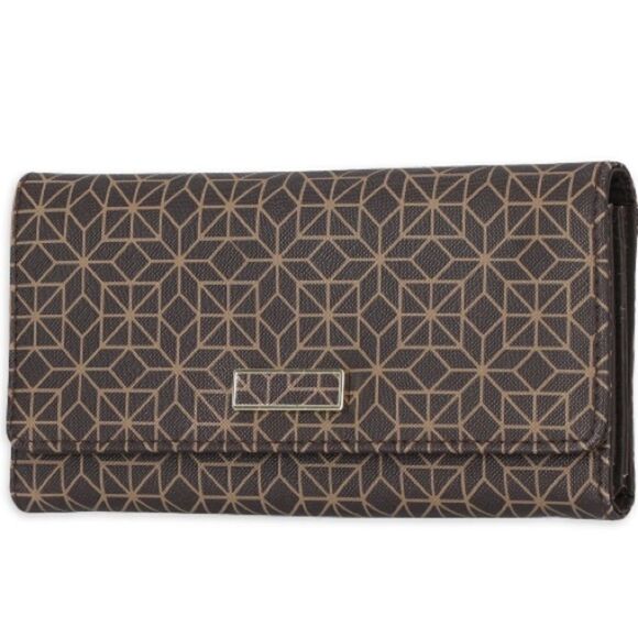 Vinyl Brown Printed Wallet - Picture 1 of 4